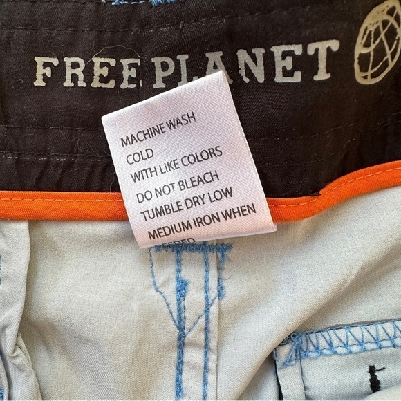 Free Planet Chino Shorts kids size 14 Mid Rise Zip Fly Flat Front 5 Pockets - Picture 6 of 16